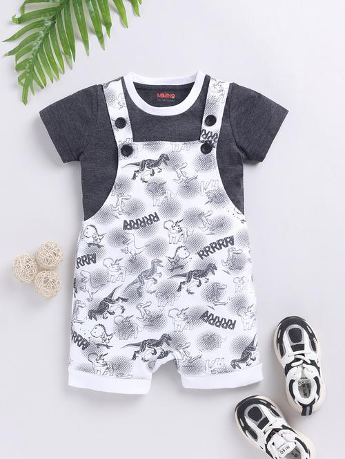 kids printed adjustable strap dungaree - 21680797 - Very Small Image - 1
