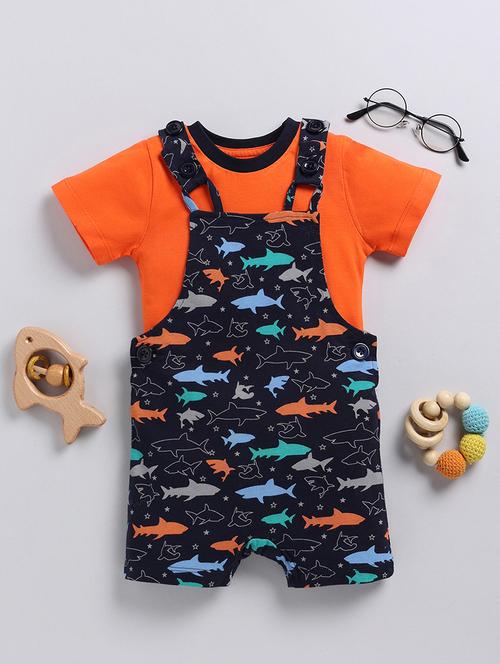 kids printed adjustable strap dungaree - 21680801 - Very Small Image - 1
