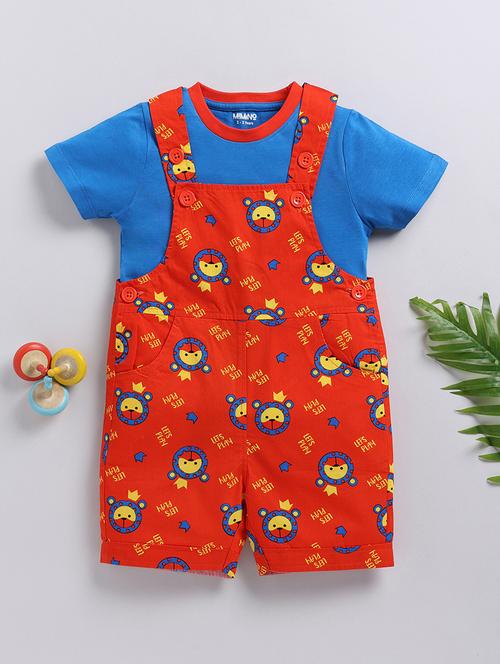 kids printed adjustable strap dungaree - 21680805 - Very Small Image - 1