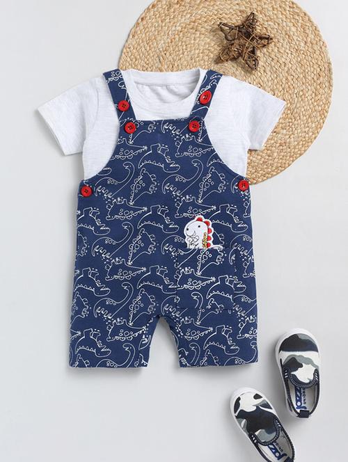 kids printed adjustable strap dungaree - 21680809 - Very Small Image - 1