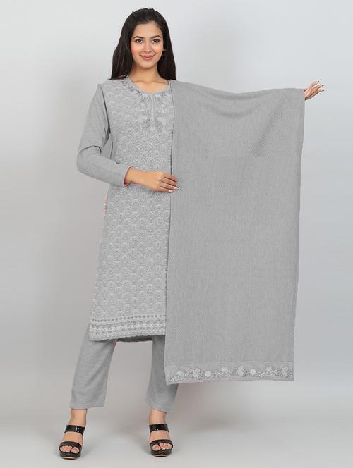 women self design long sleeve woollen suit set - 21680908 - Very Small Image - 1