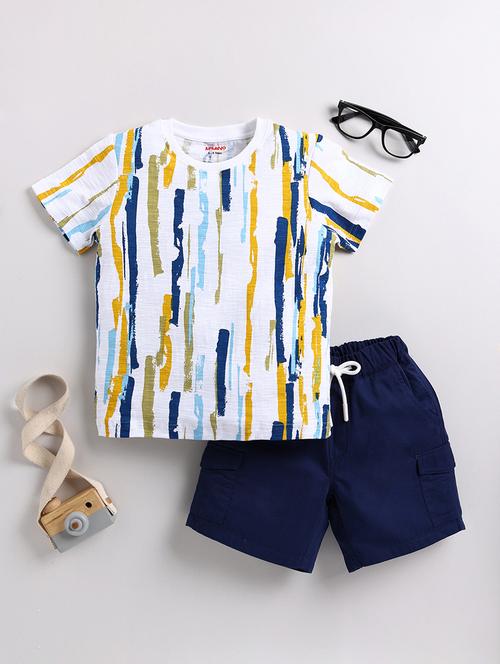 kids printed cotton shorts twin set - 21680950 - Very Small Image - 1