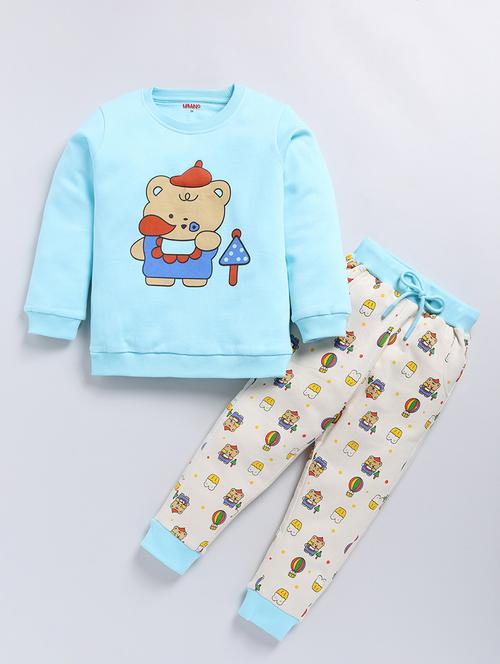 kids printed winter wear full length twin set - 21680963 - Very Small Image - 1