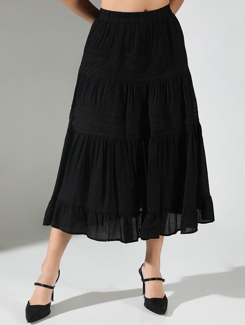 women black solid tiered skirt - 21682213 - Very Small Image - 1