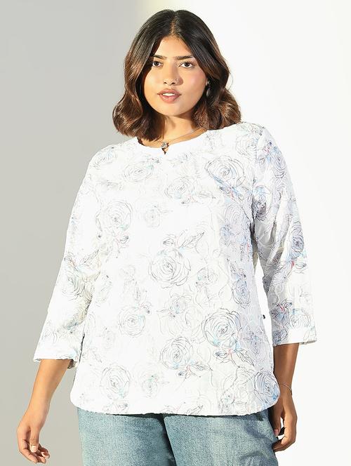 women plus size printed three quarter sleeves top - 21682290 - Very Small Image - 1