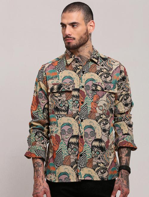 men long sleeves printed casual shirt - 21682361 - Very Small Image - 1