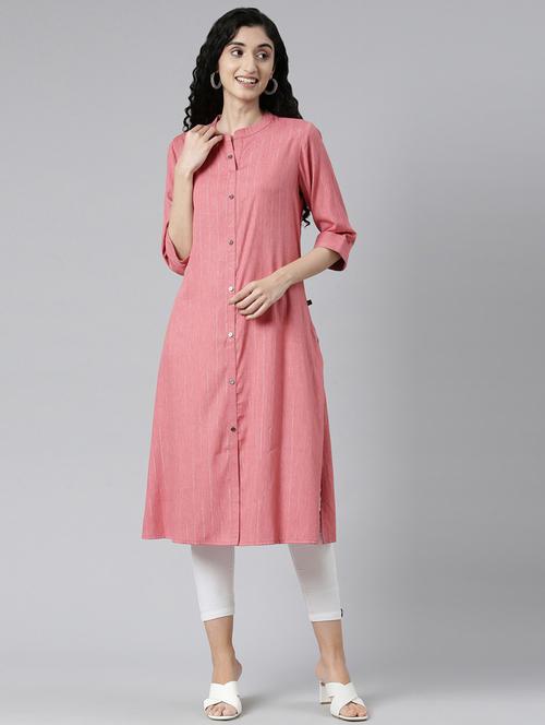 women printed mandarin neck a-line kurta - 21682680 - Very Small Image - 1