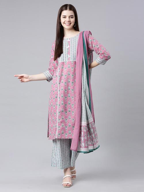 women three quarter sleeve kurta pant with dupatta set - 21682814 - Very Small Image - 1