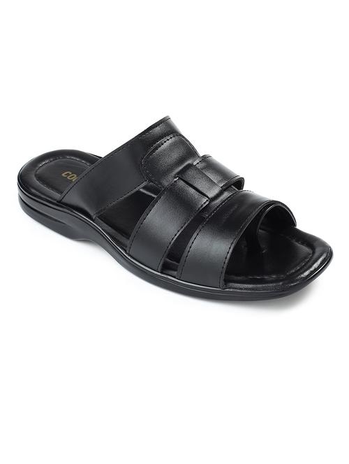men black solid slip on sandal - 21683352 - Very Small Image - 1