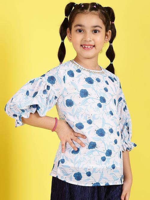 girl printed puff sleeves regular top - 21683745 - Very Small Image - 1