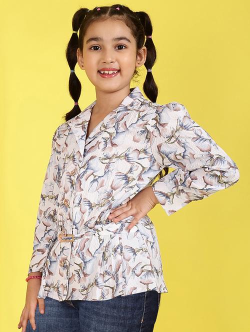 girls printed puff sleeves regular shirt - 21683795 - Very Small Image - 1