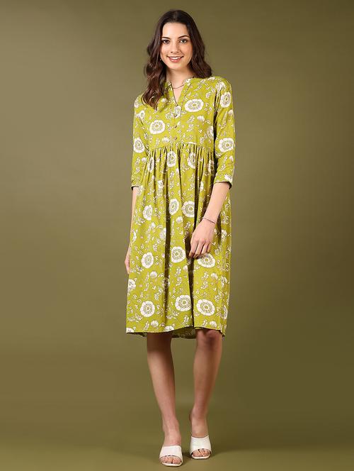 women printed empire line ethnic dress - 21683959 - Very Small Image - 1