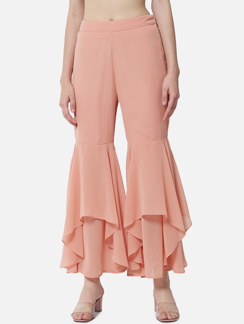 women solid mid rise ruffle palazzo - 21684844 - Very Small Image - 1