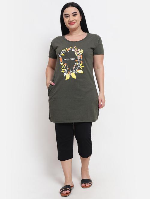 women prinred nightwear capri set - 21685310 - Very Small Image - 1