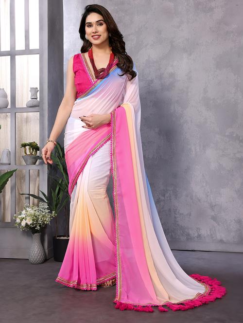 women ombre printed saree with blouse - 21685898 - Very Small Image - 1