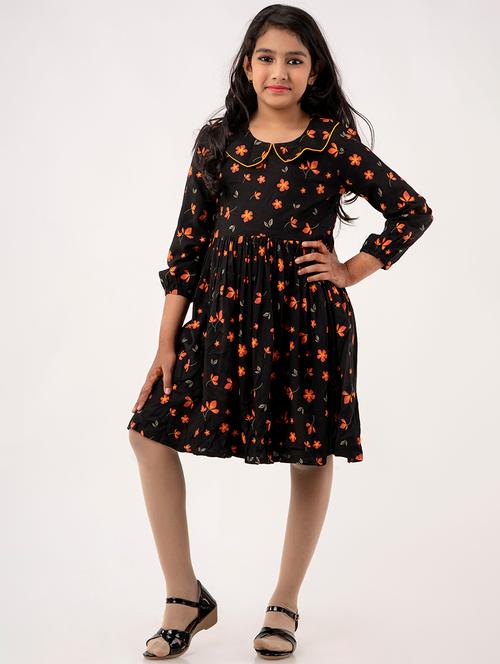 girls floral printed fit & flare dress - 21685949 - Very Small Image - 1