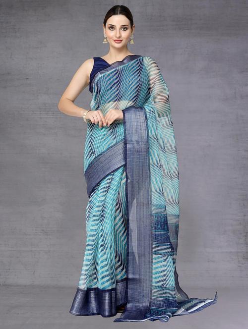 women printed casual wear saree with blouse - 21687132 - Very Small Image - 1