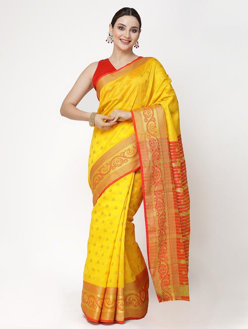 women self design banarasi saree with blouse - 21687182 - Very Small Image - 1