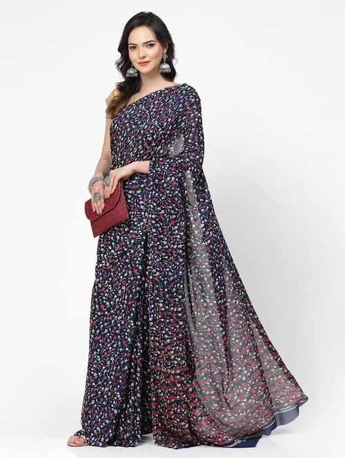 women printed casual wear saree with blouse - 21687226 - Very Small Image - 1