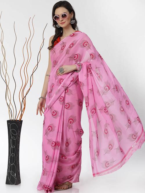 women printed casual wear saree with blouse - 21687236 - Very Small Image - 1