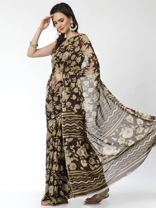 women printed casual wear saree with blouse - 21687239 - Very Small Image - 1
