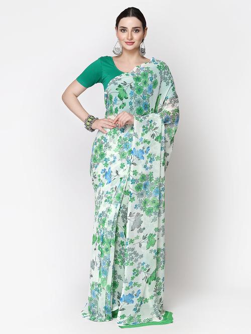 women printed casual wear saree with blouse - 21687255 - Very Small Image - 1