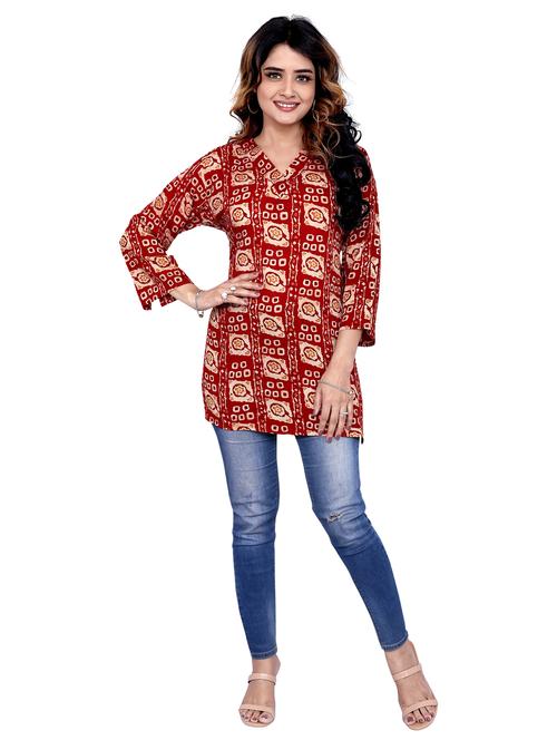 women three quarter sleeve straight kurti - 21687929 - Very Small Image - 1