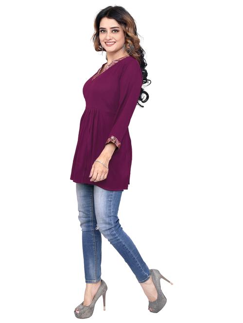 women solid three quarter sleeve a-line kurta - 21687938 - Very Small Image - 1