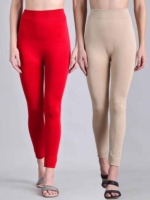 women pack of 2 solid high rise woolen leggings - 21687971 - Very Small Image - 1