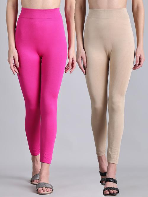 women pack of 2 solid high rise woolen leggings - 21687980 - Very Small Image - 1