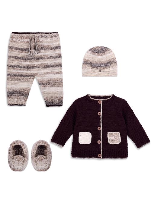handmade crochet knitted pyjamas sweater set with cap and shoes - 21688526 - Very Small Image - 1