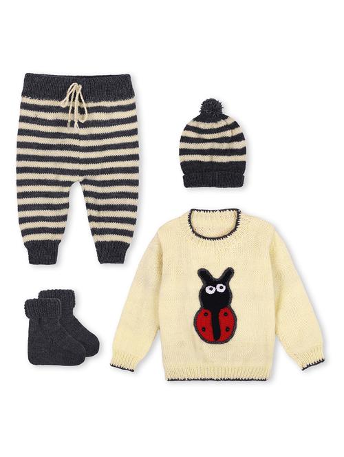 handmade crochet knitted pyjamas sweater cord set with cap and shoes - 21688535 - Very Small Image - 1