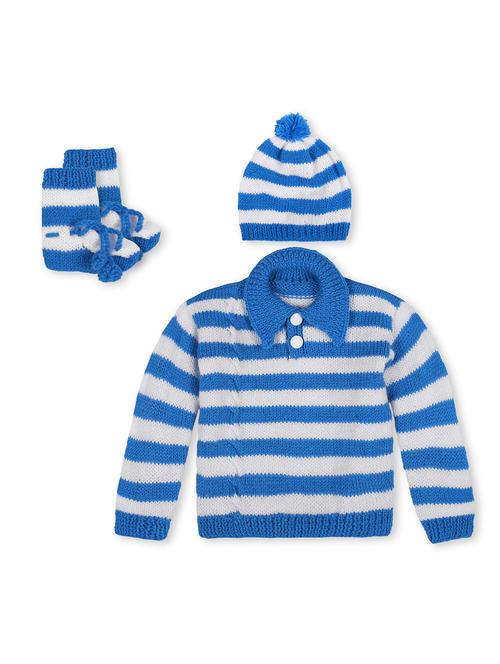 girls striped long sleeve sweater with cap & socks - 21688536 - Very Small Image - 1
