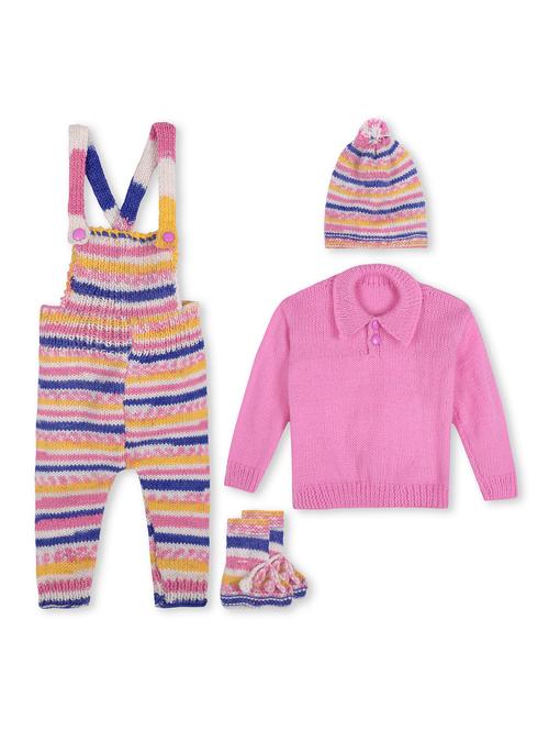handmade knitted dungaree sweater with cap & shoes - 21688558 - Very Small Image - 1
