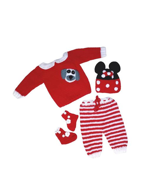 handmade crochet knitted pyjamas sweater set with cap and shoes - 21688561 - Very Small Image - 1