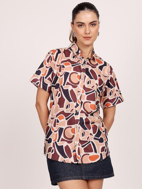 women printed short sleeve casual shirt - 21688709 - Very Small Image - 1