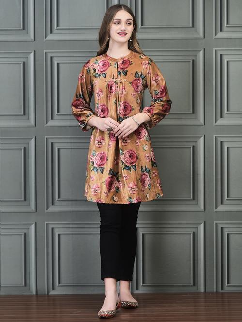 women floral long sleeve a-line tunic - 21689619 - Very Small Image - 1