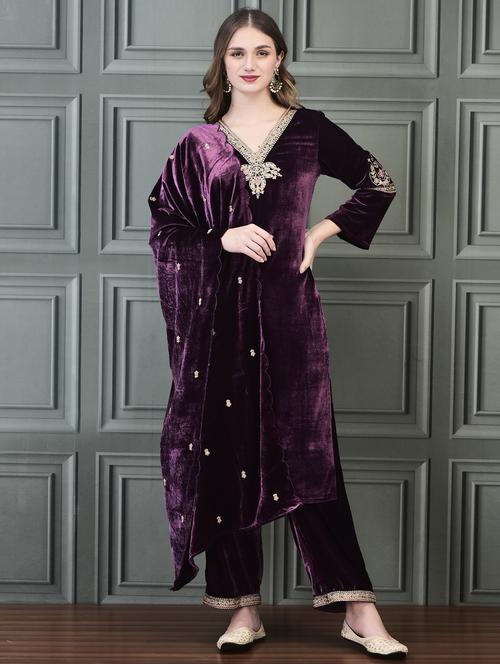 women embroidered long sleeve suit set - 21689711 - Very Small Image - 1