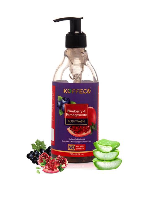 koffeco 250 ml shower gel blueberry and pomegranate natural body wash , smoother skin , for all skin types , men & women - 21689981 - Very Small Image - 1