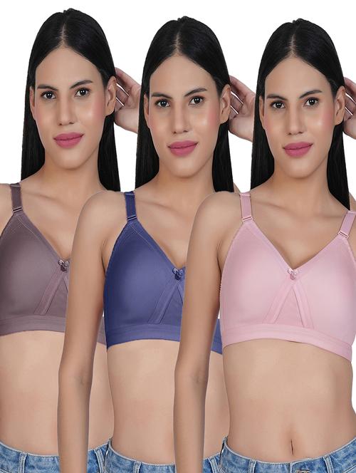 women pack of 3 solid full coverage bra - 21690438 - Very Small Image - 1