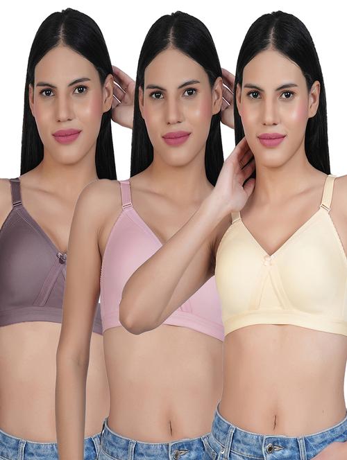 women pack of 3 solid full coverage bra - 21690439 - Very Small Image - 1