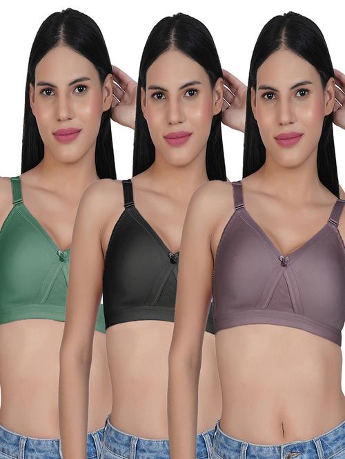 women pack of 3 solid full coverage bra - 21690441 - Very Small Image - 1