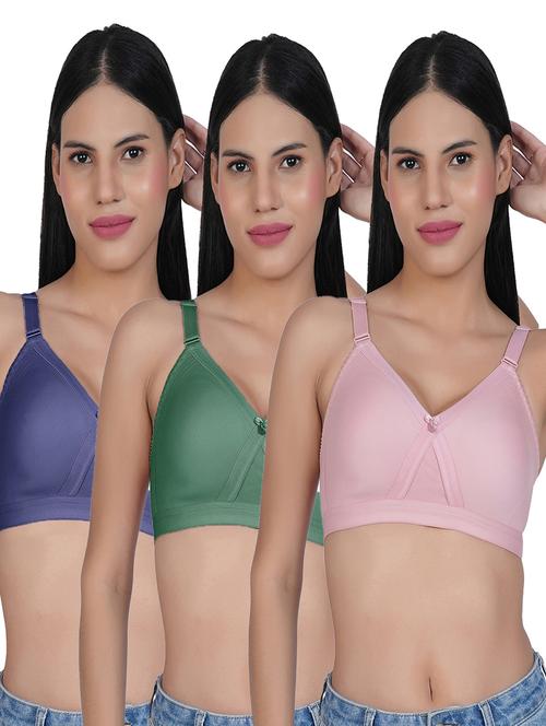 women pack of 3 solid full coverage bra - 21690448 - Very Small Image - 1