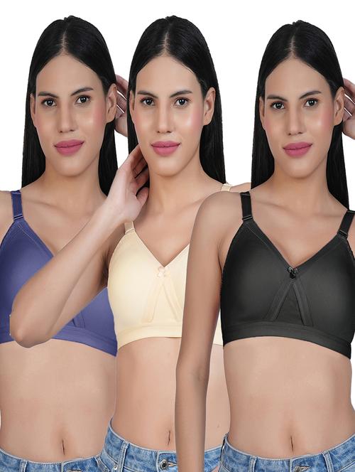 women pack of 3 solid full coverage bra - 21690450 - Very Small Image - 1