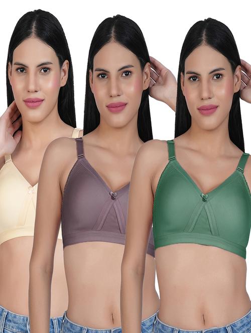 women pack of 3 solid full coverage bra - 21690457 - Very Small Image - 1