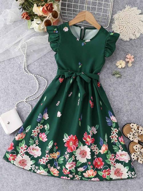 girls floral printed fit & flare maxi dress - 21691100 - Very Small Image - 1