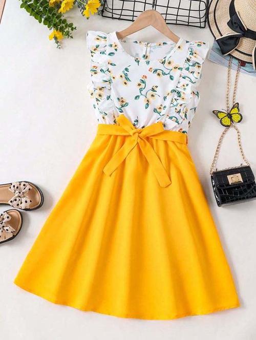 girls floral printed fit & flare dress - 21691105 - Very Small Image - 1