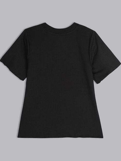 girls round neck solid top - 21691278 - Very Small Image - 1