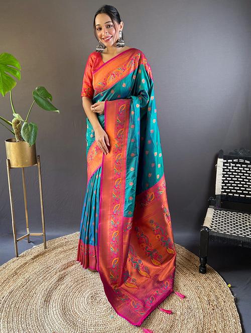 women self design paithani saree with blouse - 21691493 - Very Small Image - 1