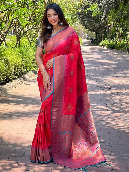 women self design kanjivaram saree with blouse - 21691500 - Very Small Image - 1